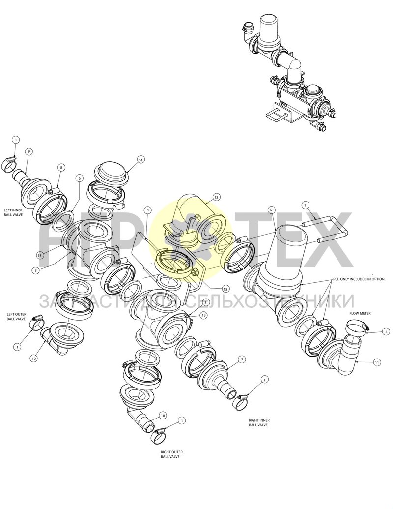 Задний коллектор в сборе (SX016658) (№1 на схеме)